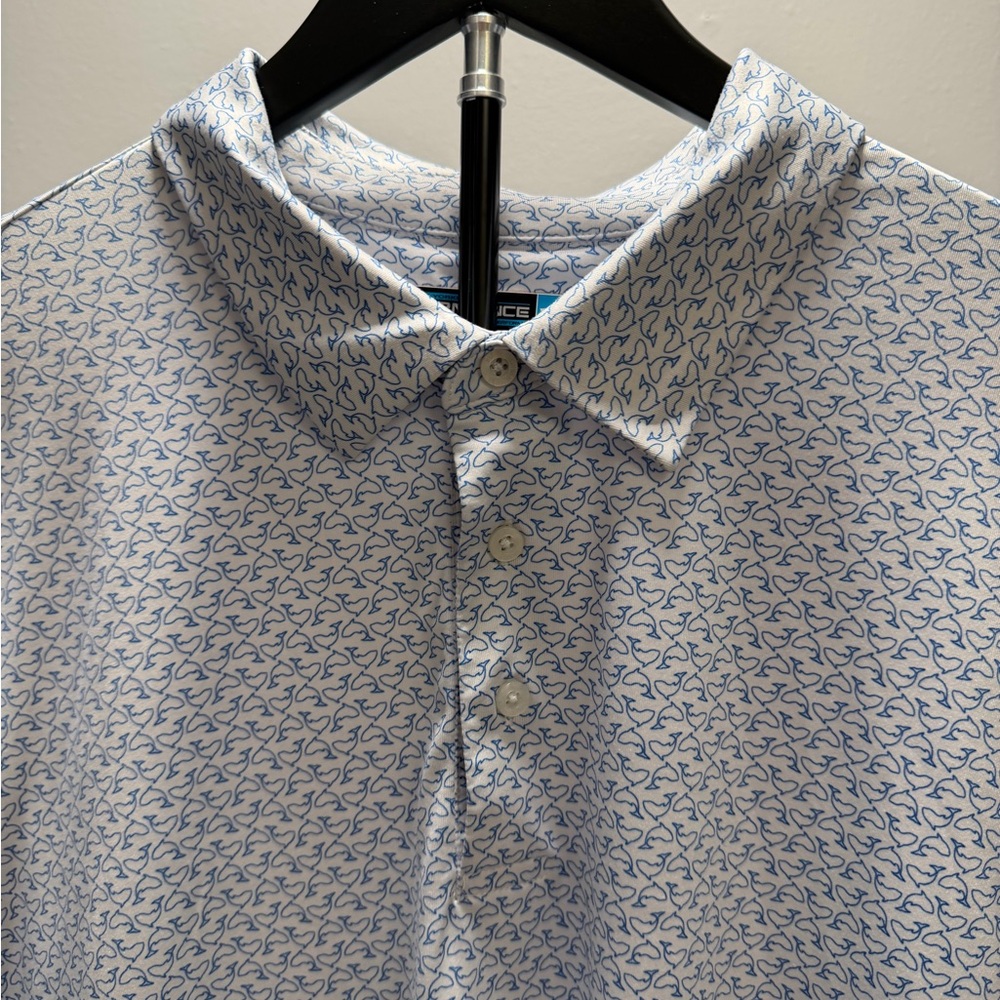 Roundtree & Yorke White and Blue Patterned Polo Shirt